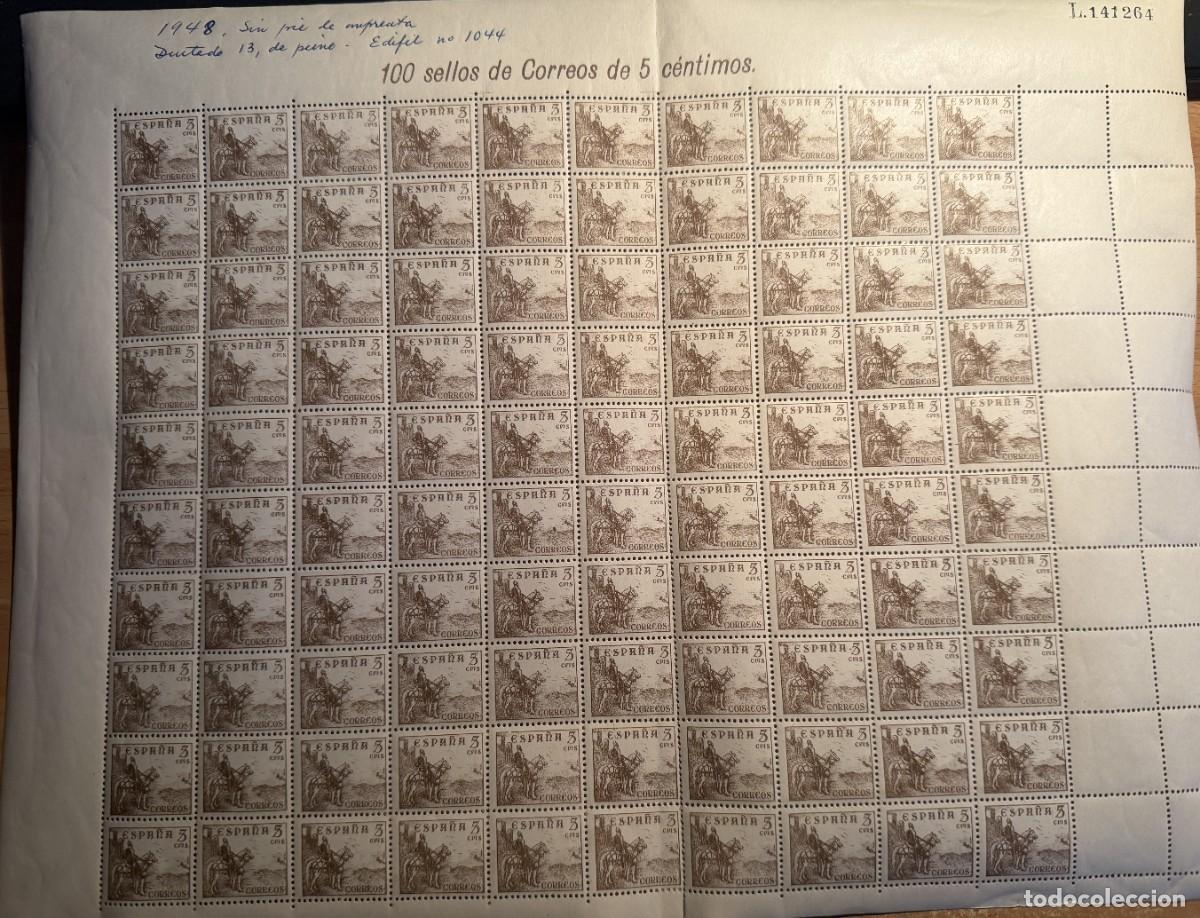 Timbres: PLIEGO COMPLETO DE 100 SELLOS DE 5 CTS FRANCO , EDIFIL 1044, SERIE CID Y GENERAL FRANCO 1.948