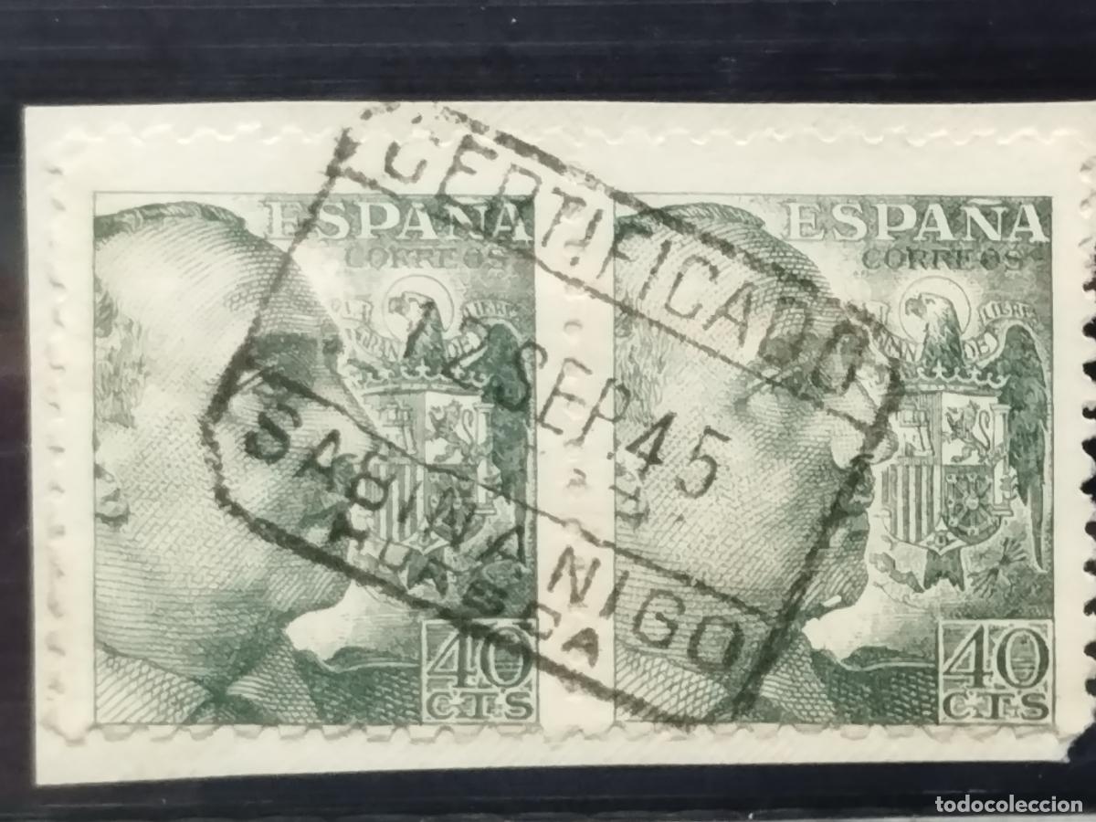 Briefmarken: BZB EDIFIL 925. FRANCO DE PERFIL EN PAREJA. FECHADOR DE CERTIFICADO DE SABI&Ntilde;ANIGO. HUESCA. LUJO.