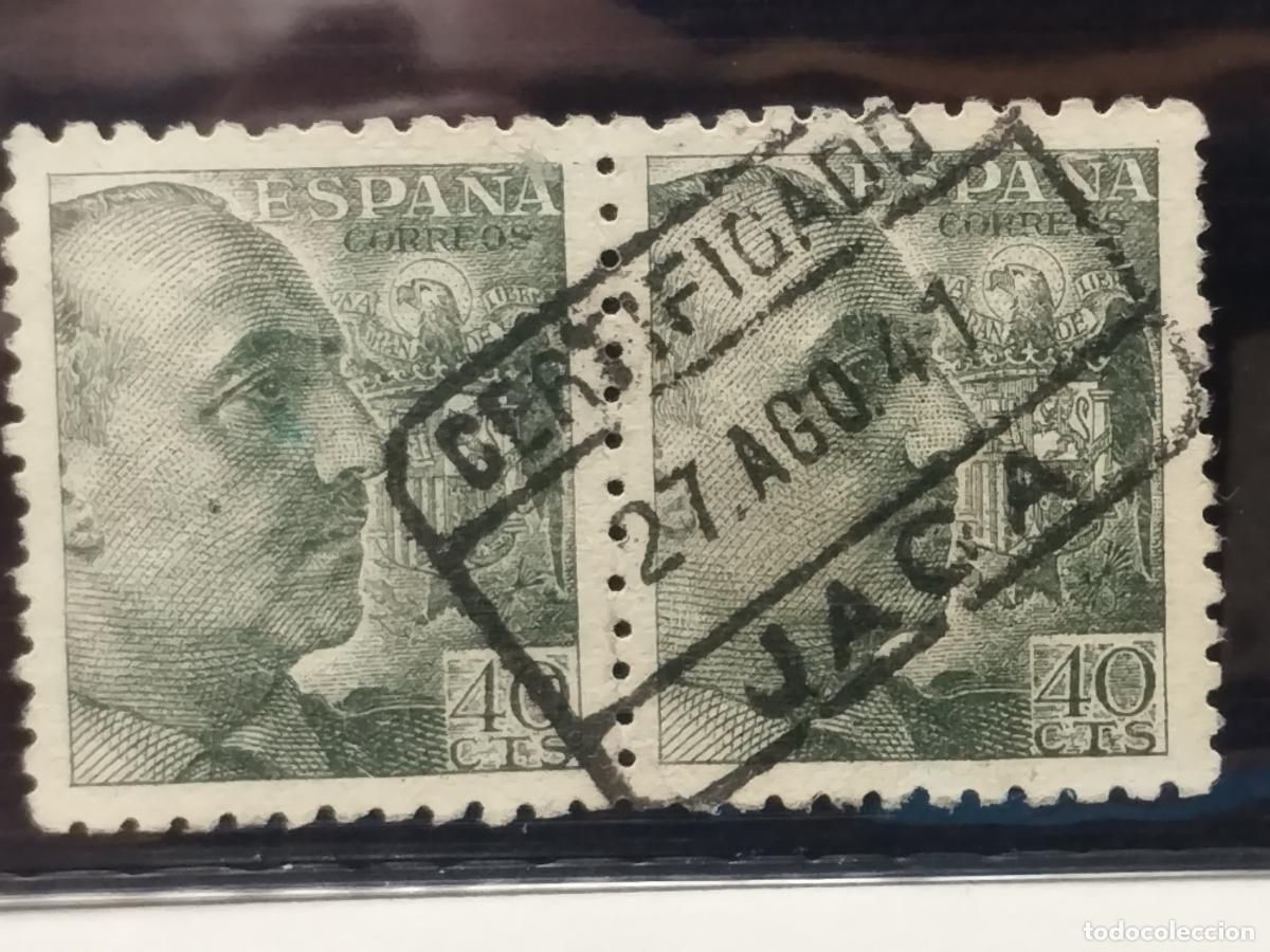 Sellos: BZB EDIFIL 925. FRANCO DE PERFIL. FECHADOR DE CERTIFICADO DE JACA. HUESCA. LUJO