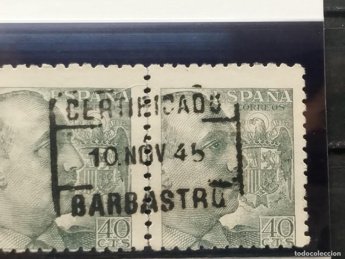 Selos: BZB EDIFIL 925. FRANCO DE PERFIL. FECHADOR DE CERTIFICADO DE BARBASTRO EN PAREJA. HUESCA. LUJO.