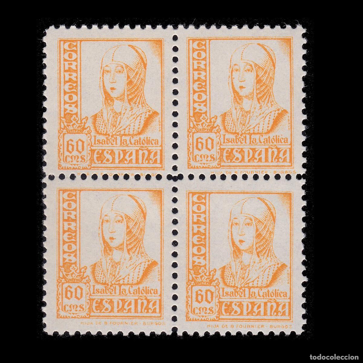 Francobolli: Cifras,Cid e Isabel. 1937-40 60c. Blq4 Nuevo**. Edifil 826 + OBSEQUIO