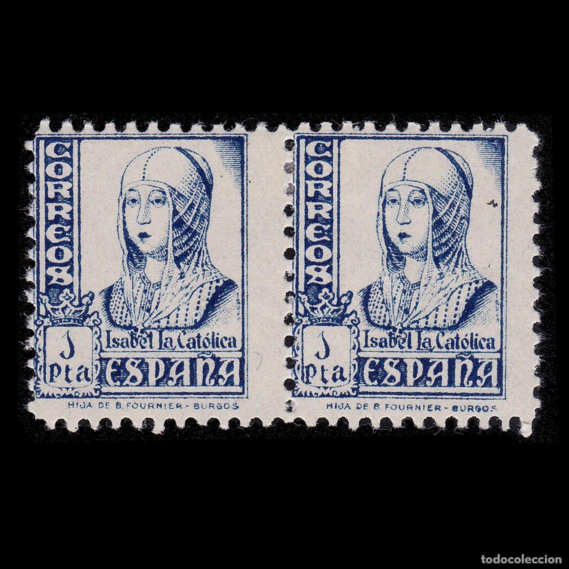 Francobolli: Cifras,Cid e Isabel. 1937-40 1p. Blq2 Nuevo*. Edifil 828 + OBSEQUIO