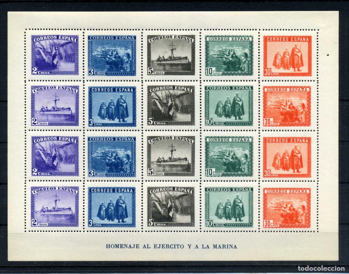 Selos: XS- EJ&Eacute;RCITO Y MARINA 1938 Hoja Bloque NUEVA SIN Fijasellos MNH** Ed. 849