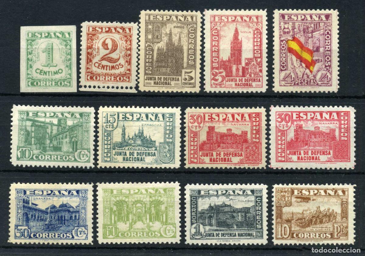 Selos: XS- JUNTA DE DEFENSA NACIONAL 1936 Serie Edifil 802-813 + 808A MH* RARA