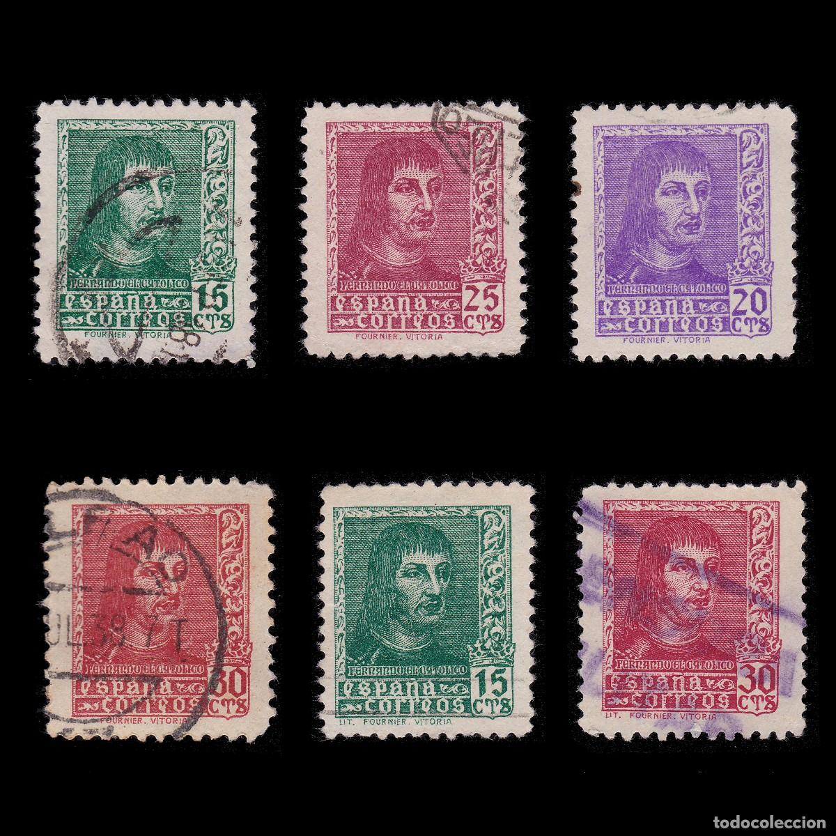 Selos: Fernando Cat&oacute;lico 1938. Matasello. Edifil 841-844A+ OBSEQUIO