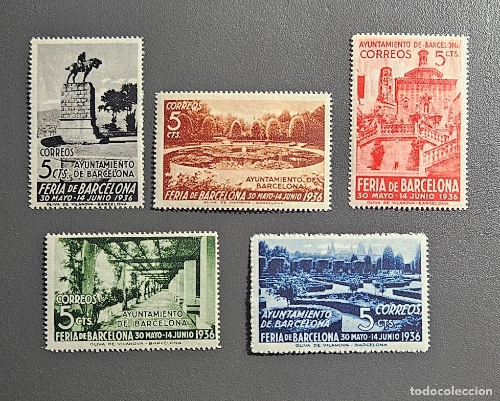 Selos: Barcelona 1936. Feria de Muestras serie completa sin fijasellos. Edifil 14/18