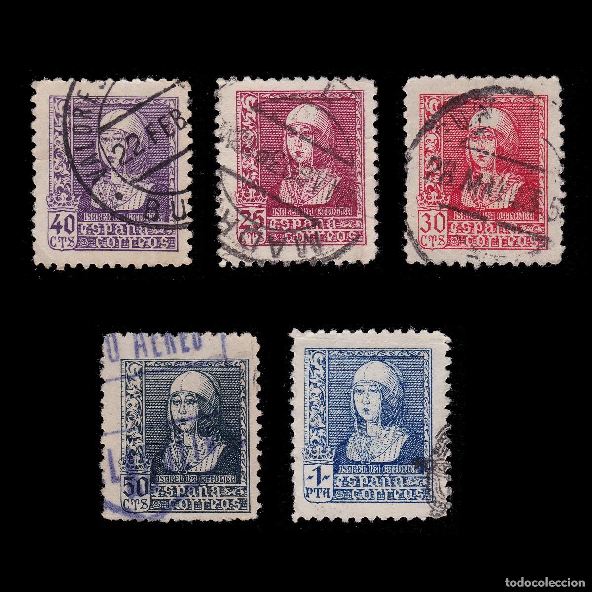 Timbres: Isabel Cat&oacute;lica 1938/9. Usado. Edifil 855 - 860 + OBSEQUIO