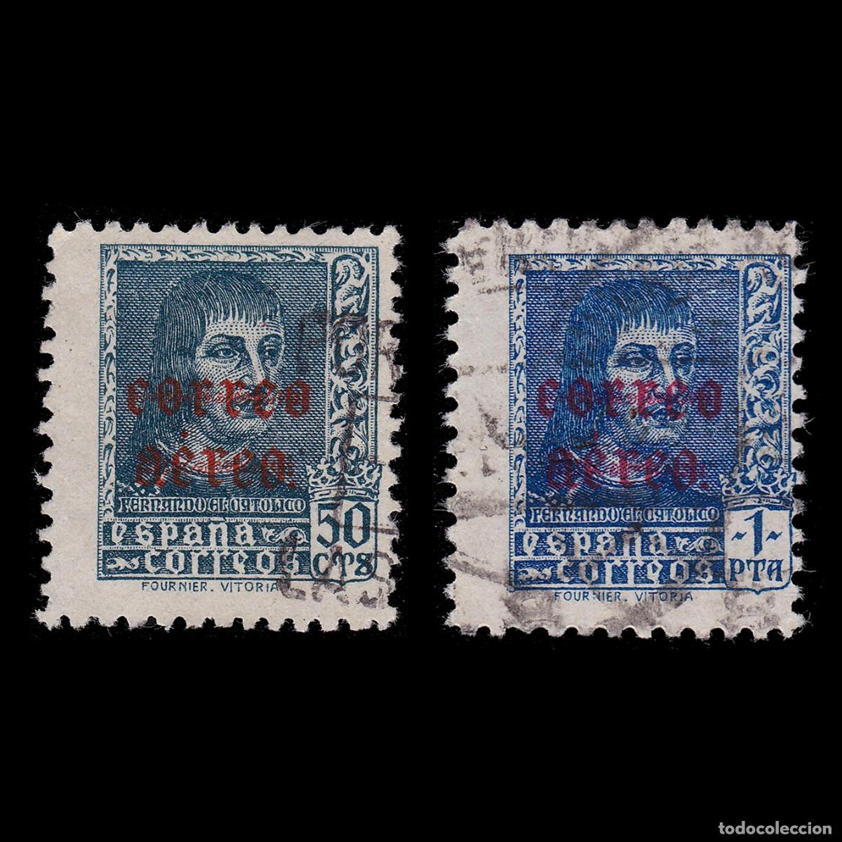Briefmarken: Fernando Cat&oacute;lico 1938. A&Eacute;REO Matasello. Edifil 845 - 846 + OBSEQUIO
