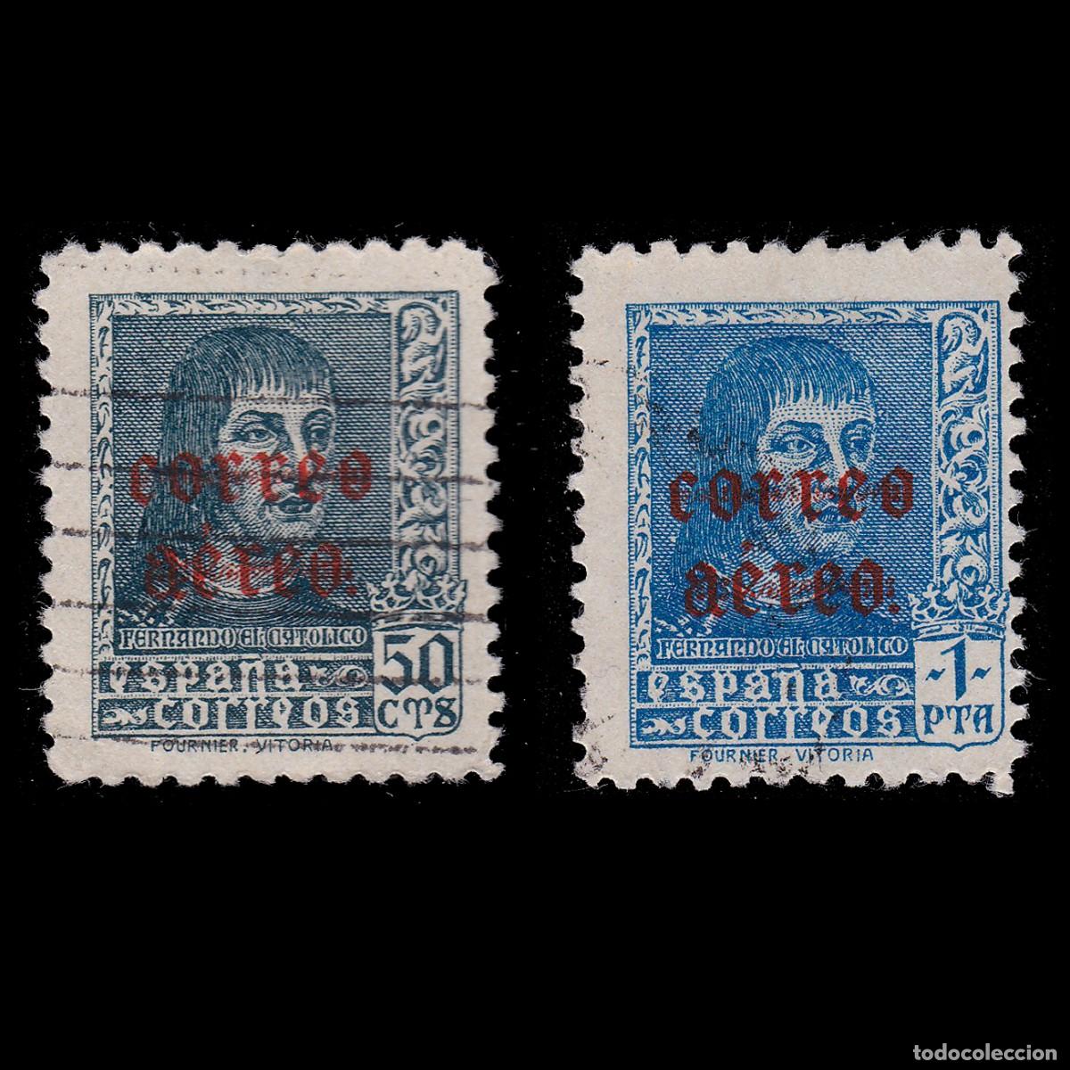 Briefmarken: Fernando Cat&oacute;lico 1938. A&Eacute;REO Usado. Edifil 845 - 846 + OBSEQUIO