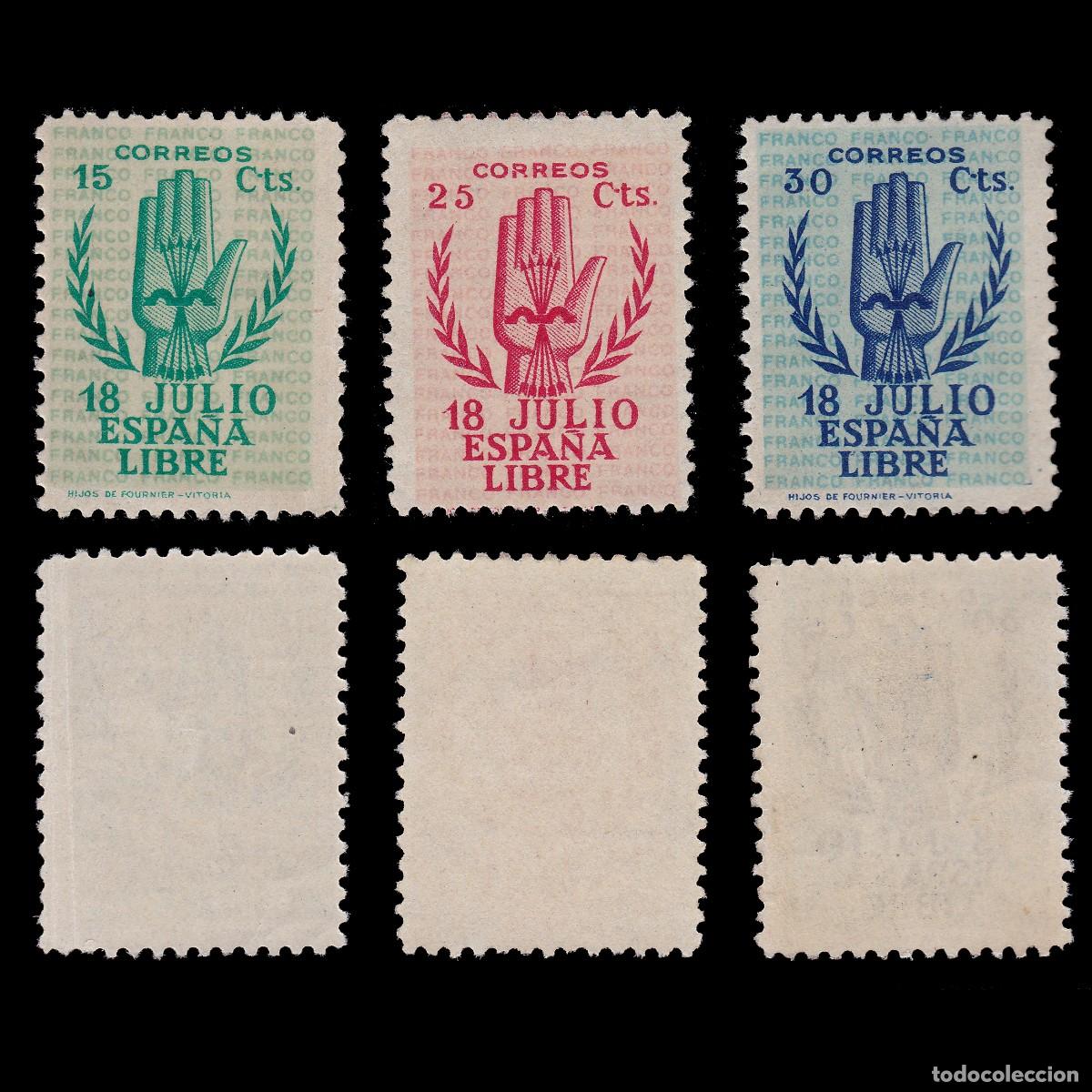 Selos: Estado Espa&ntilde;ol.1938.II ANV. ALZAMIENTO.Nuevo** Edifil 851-853.+ Obsequio