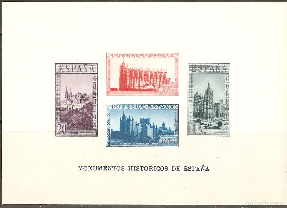 Selos: 1938 HOJITA MONUMENTOS HISTORICOS EDIFIL 848** SIN FIJASELLOS SIN DENTAR