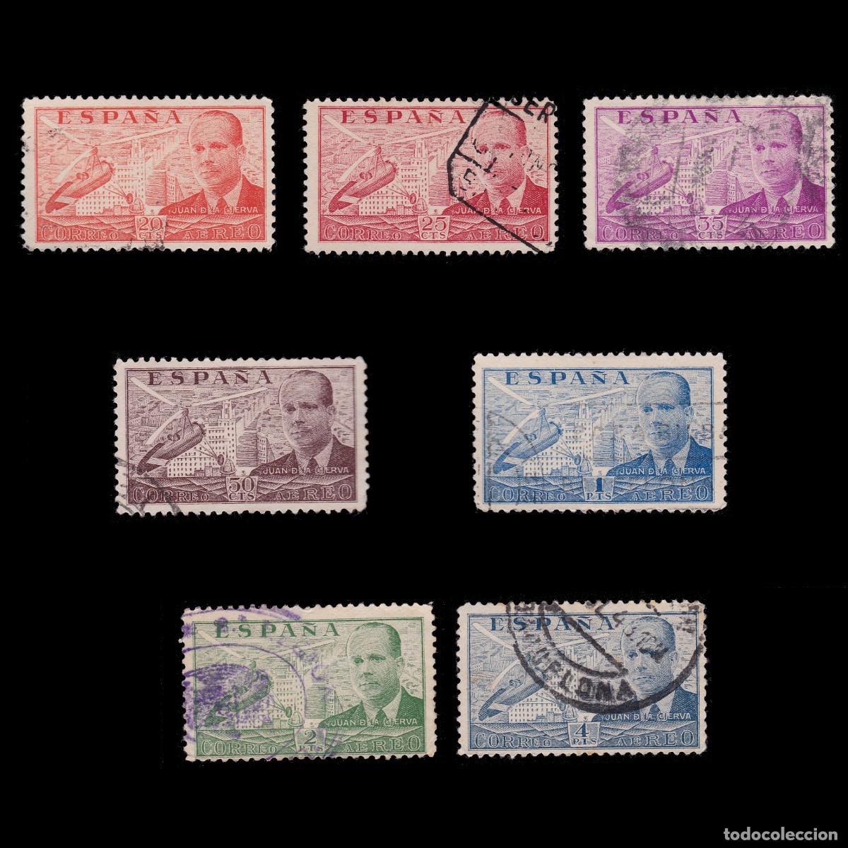 Selos: Ju&aacute;n d l Cierva. 1939. Matasello. DENT. 10 3/4 Edifil 880-886 + OBSEQUIO