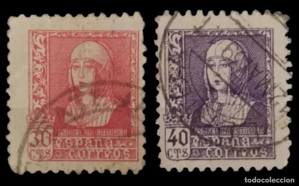 Briefmarken: ESPA&Ntilde;A 1938- 1939 ISABEL LA CAT&Oacute;LICA. EDIFIL 857- 858. USADO.