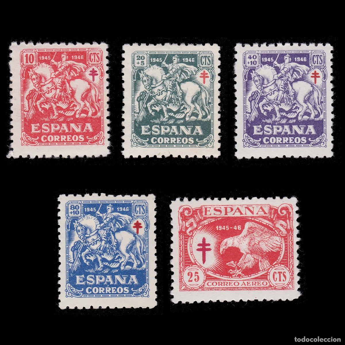 Timbres: Espa&ntilde;a. 1945. Pro Tuberculosos. Nuevo* Edifil 993-997 + OBSEQUIO