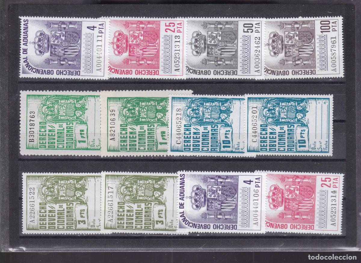 Briefmarken: AA36-FISCALES . Derecho Obvencional ADUANAS x 12 Valores NUEVOS** Sin Fijasellos. LUJO