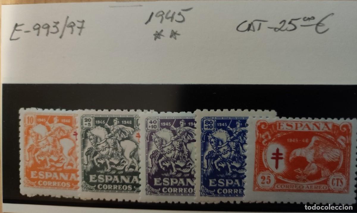 Sellos: ESPA&Ntilde;A. E- 993/7** 1945 .Pro Tuberculosos. Nuevos sin Charnela. FOTO. 869