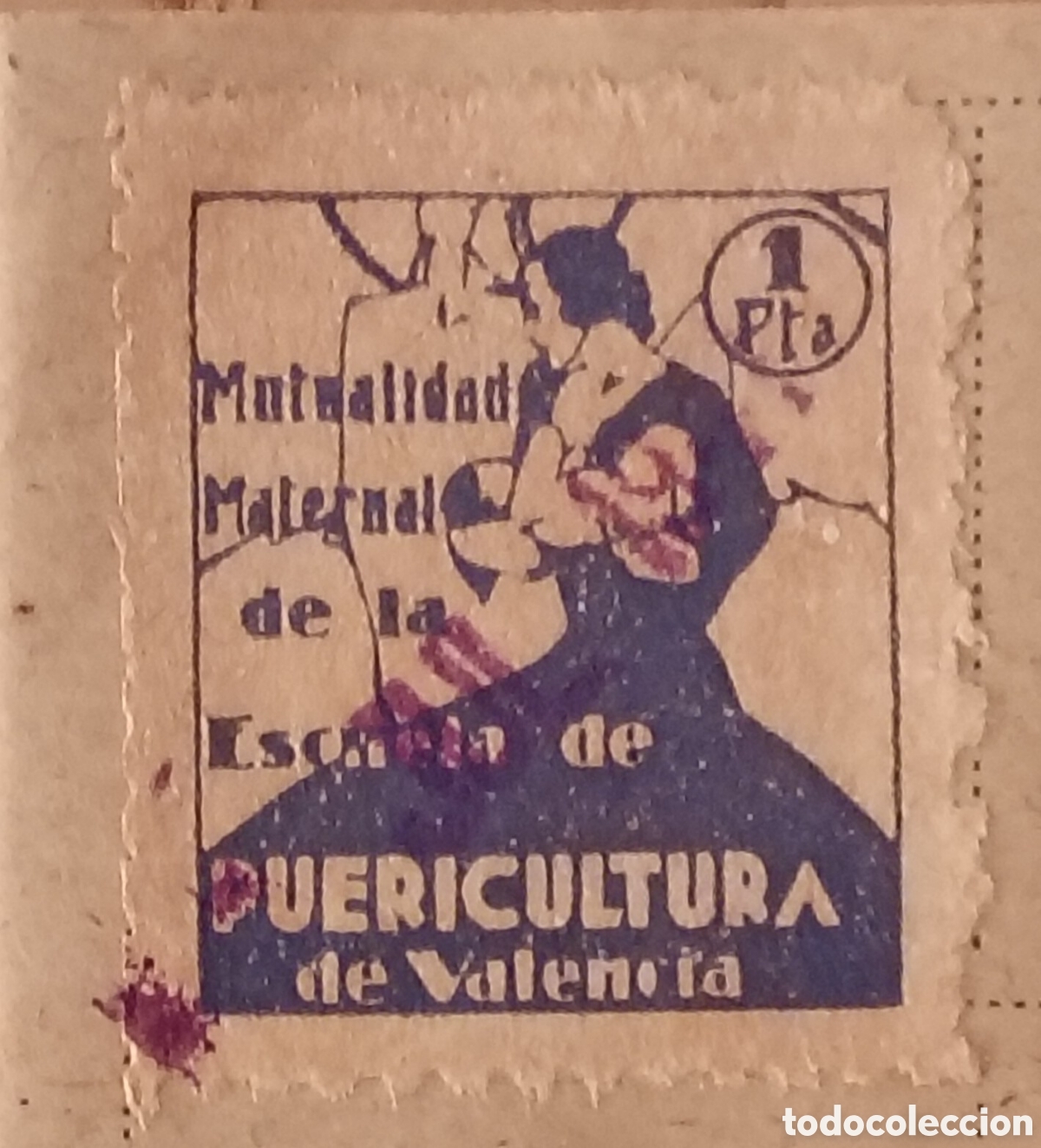 Sellos: VALENCIA. MUTUALIDAD ESCUELA PUERICULTURA. 1 PESETA.