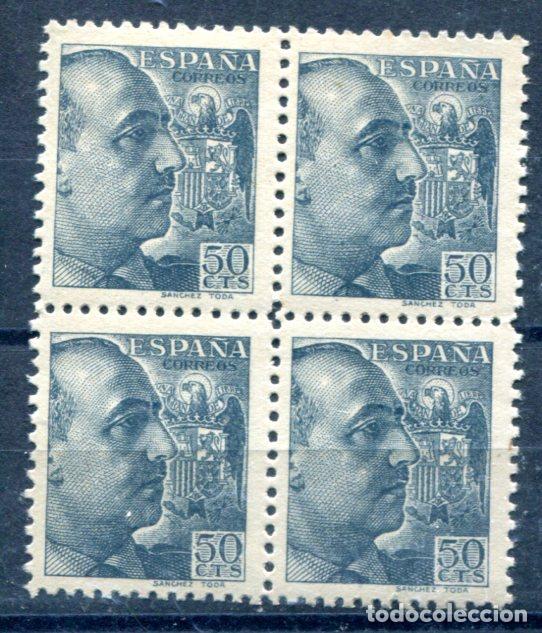 Sellos: Edifil 872. 50 cts. Franco, con pie de imprenta, en bloque de 4, nuevo sin fijasellos.