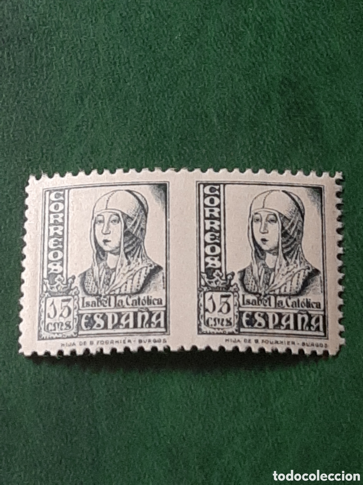 Sellos: Edifil 820 en pareja horizontal con ausencia de dentado entre ellos. A&ntilde;o 1937.