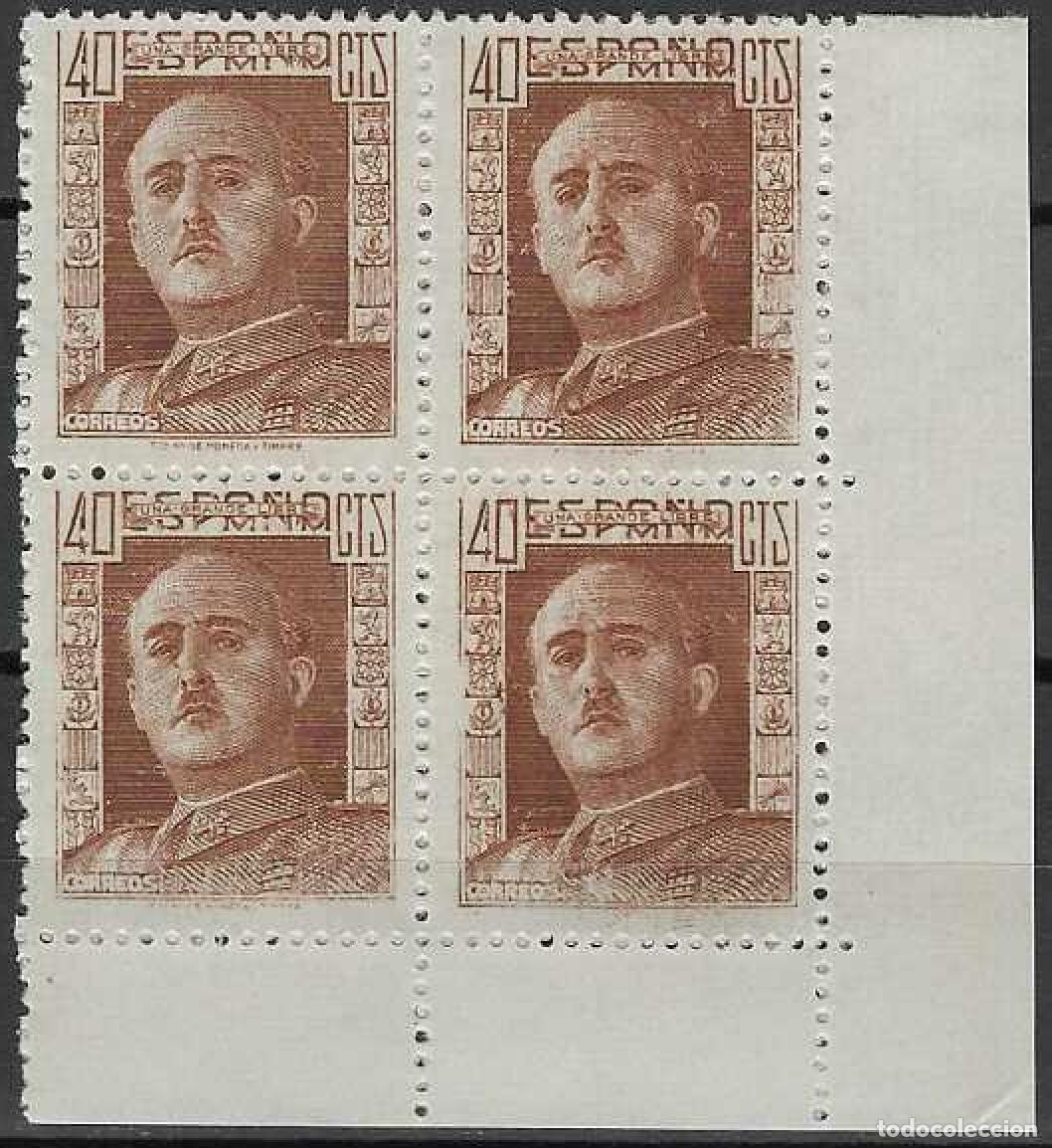 Sellos: EDIFIL 953 GENERAL FRANCO 1942 (BLOQUE DE 4 CON BORDE DE HOJA). MNH **