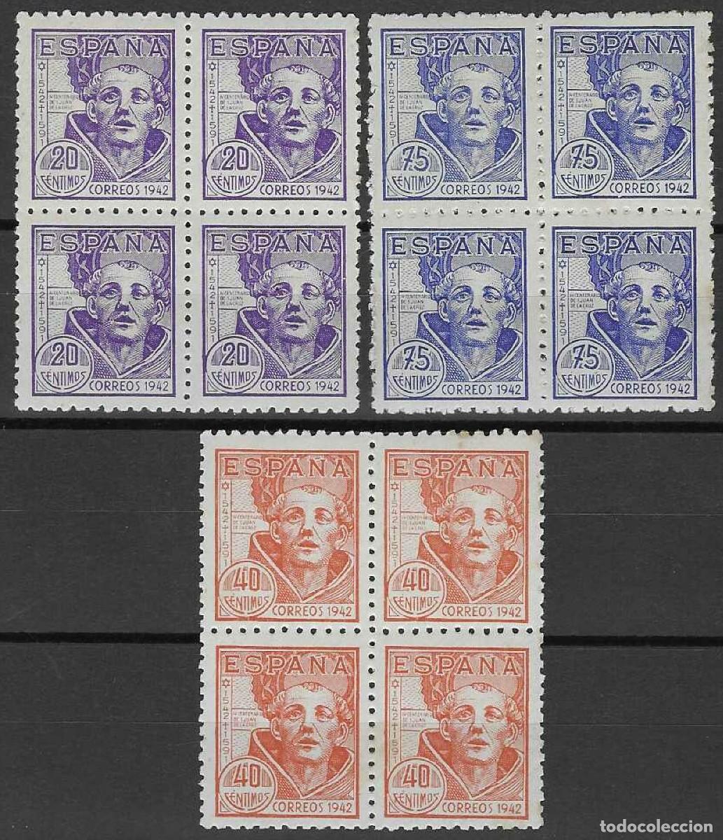 Sellos: EDIFIL 954-956 CENTENARIO DE SAN JUAN DE LA CRUZ 1942 (SERIE COMPLETA B/4). VALOR CAT.: 44 &euro;. MNH **