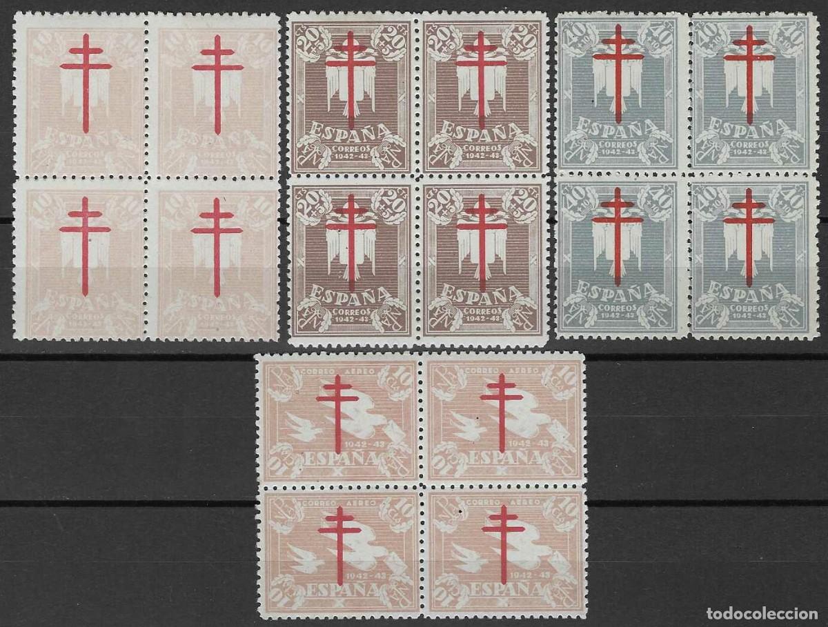 Sellos: EDIFIL 957-960 PRO TUBERCULOSOS 1942 (SERIE COMPLETA EN BLOQUE DE 4). VALOR CAT.: 54 &euro;. MH *