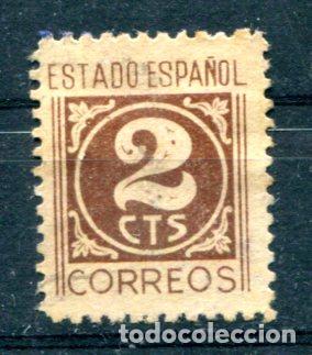 Sellos: Edifil 815 tb. 2 cts cifras, a&ntilde;o 1937. Nuevo con fijasellos. Variedad, dentado 10 3/4