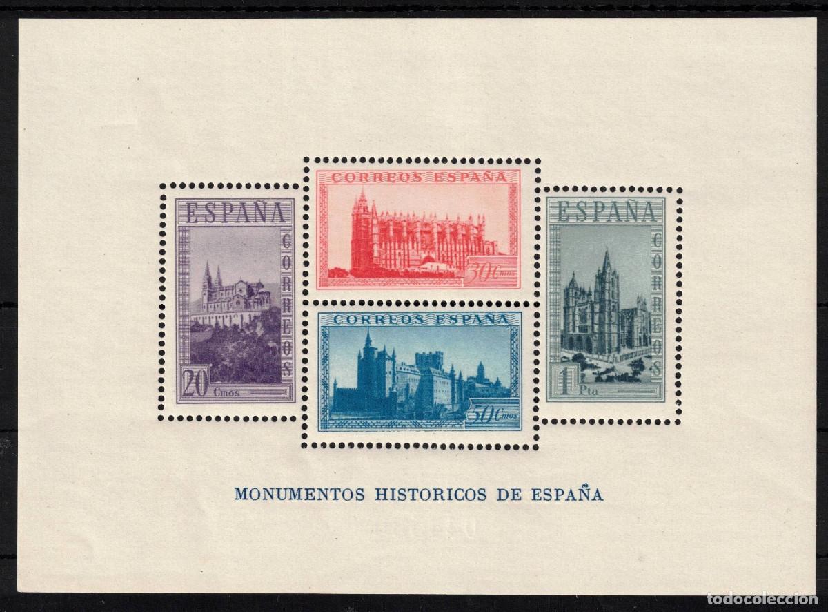 Sellos: ESPA&Ntilde;A MONUMENTOS HISTORICOS ** 847 HOJA BLOQUE - 1938 - MNH - LUJO