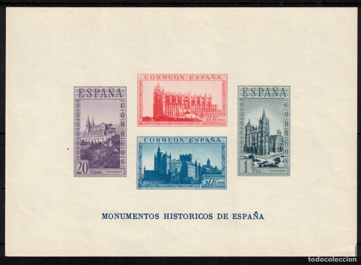 Sellos: ESPA&Ntilde;A MONUMENTOS HISTORICOS ** 848 HOJA BLOQUE SIN DENTAR - 1938 - MNH - LUJO
