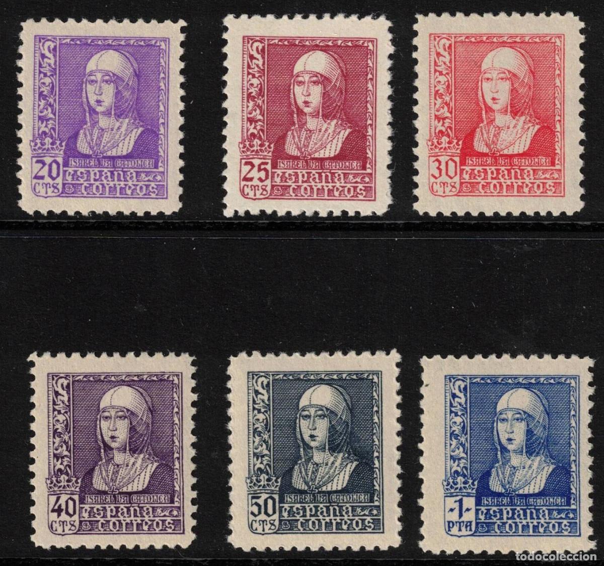 Sellos: ESPA&Ntilde;A - ISABEL LA CATOLICA ** 855/860 - A&Ntilde;O 1938-1939 - MNH - LUJO