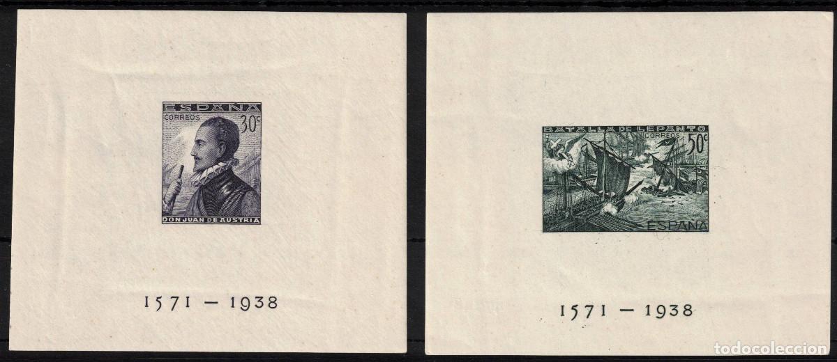 Sellos: LEPANTO ** 864/865 HOJAS BLOQUE SIN DENTAR A&Ntilde;O 1938 - CERTIFICADO CEM - LUJO MNH