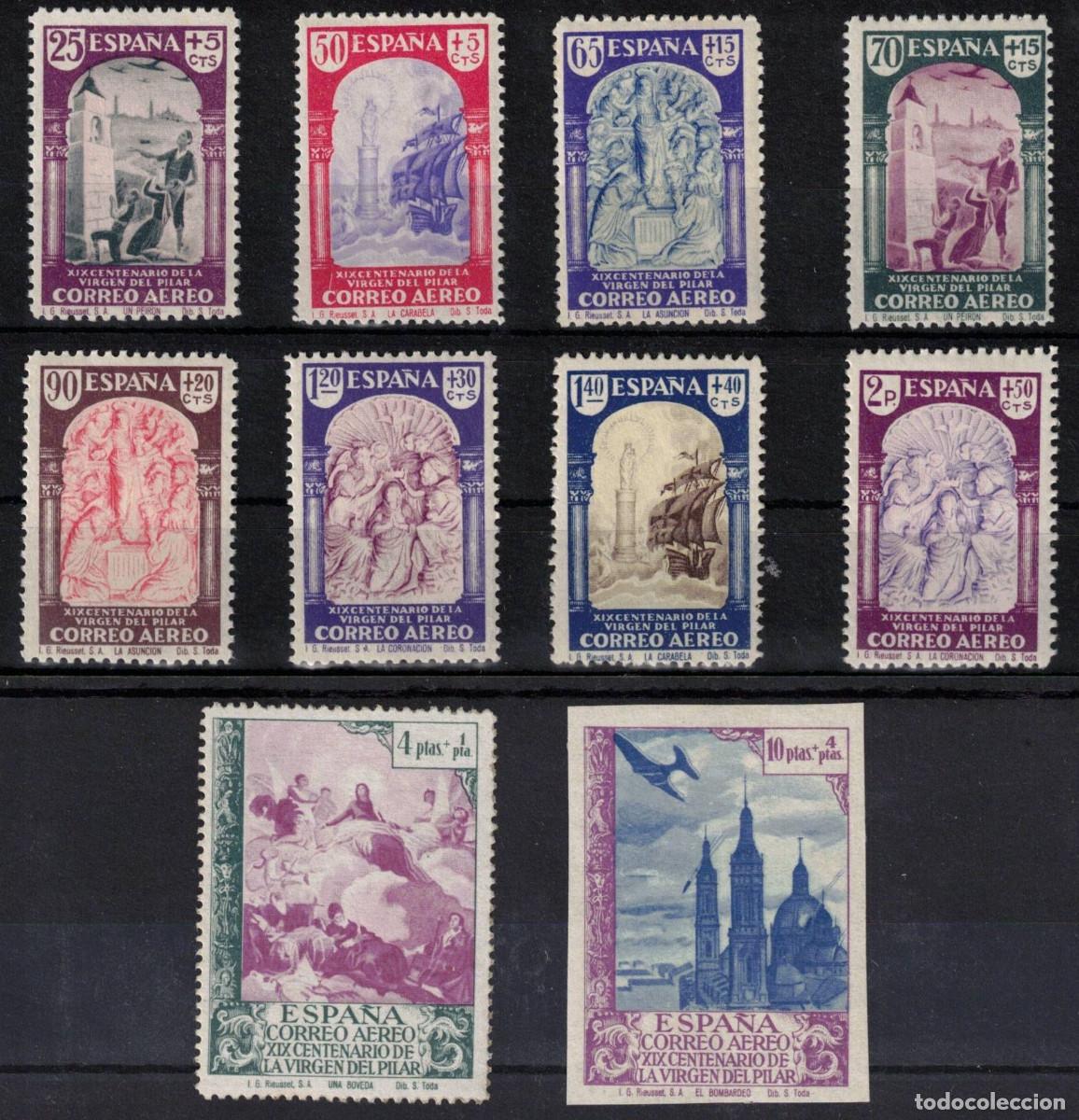 Sellos: ESPA&Ntilde;A - VIRGEN DEL PILAR ** 904/913 - A&Ntilde;O 1940 - COMPLETA - MNH