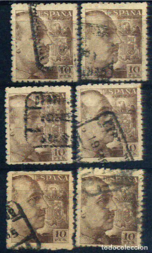 Sellos: Espa&ntilde;a 1940 Edifil 934&ordm; - lote de matasellos de certificado