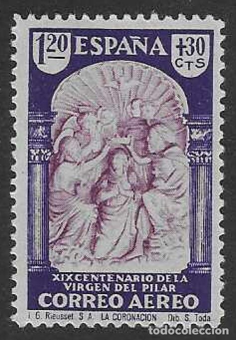 Sellos: EDIFIL 909 CENTENARIO DE LA VENIDA DE LA VIRGEN DEL PILAR A ZARAGOZA 1940. MLH.