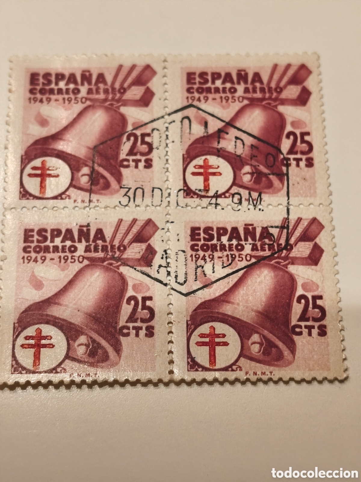 Sellos: Bloque de 4 estado espa&ntilde;ol circulado ,correo a&eacute;reo ver imagenes
