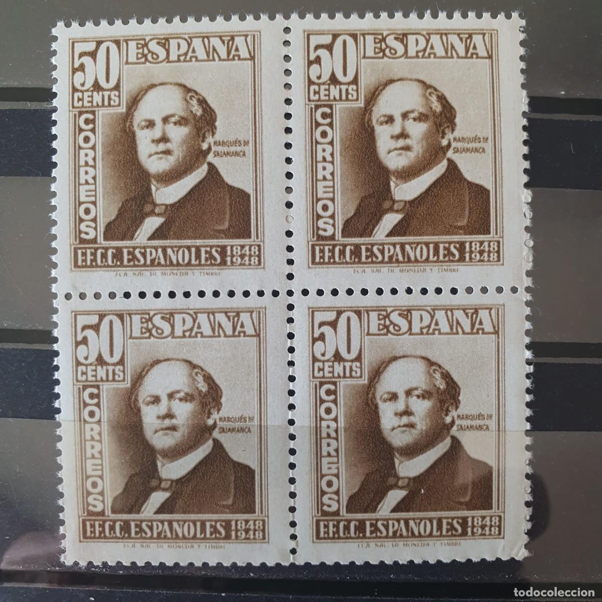 Sellos: EDIFIL 1037 ** BLOQUE DE 4 ESPA&Ntilde;A 1948