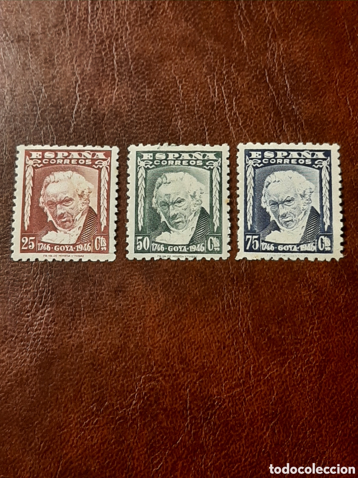 Sellos: II Centenario Nacimiento de Goya. A&ntilde;o 1946. Edifil 1005/1007.