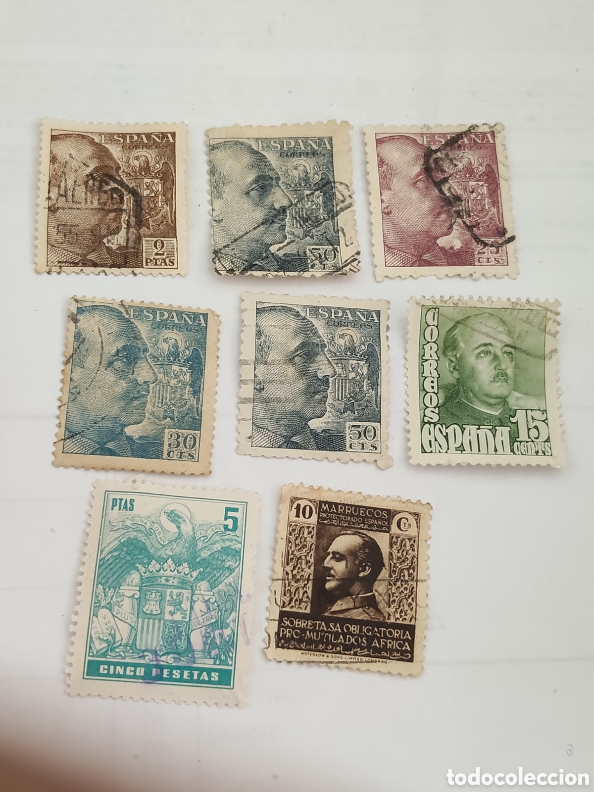 Sellos: 8 sellos de Espa&ntilde;a Gral. Francisco Franco 1937-49