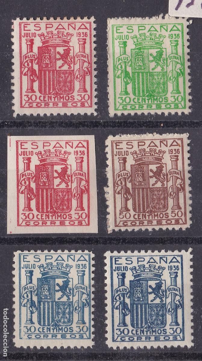 Sellos: FC261- ESCUDO GRANADA Edifil 801 y otros x 6 VALORES ** Sin Fijasellos. LUJO. FALSOS FILATELICOS
