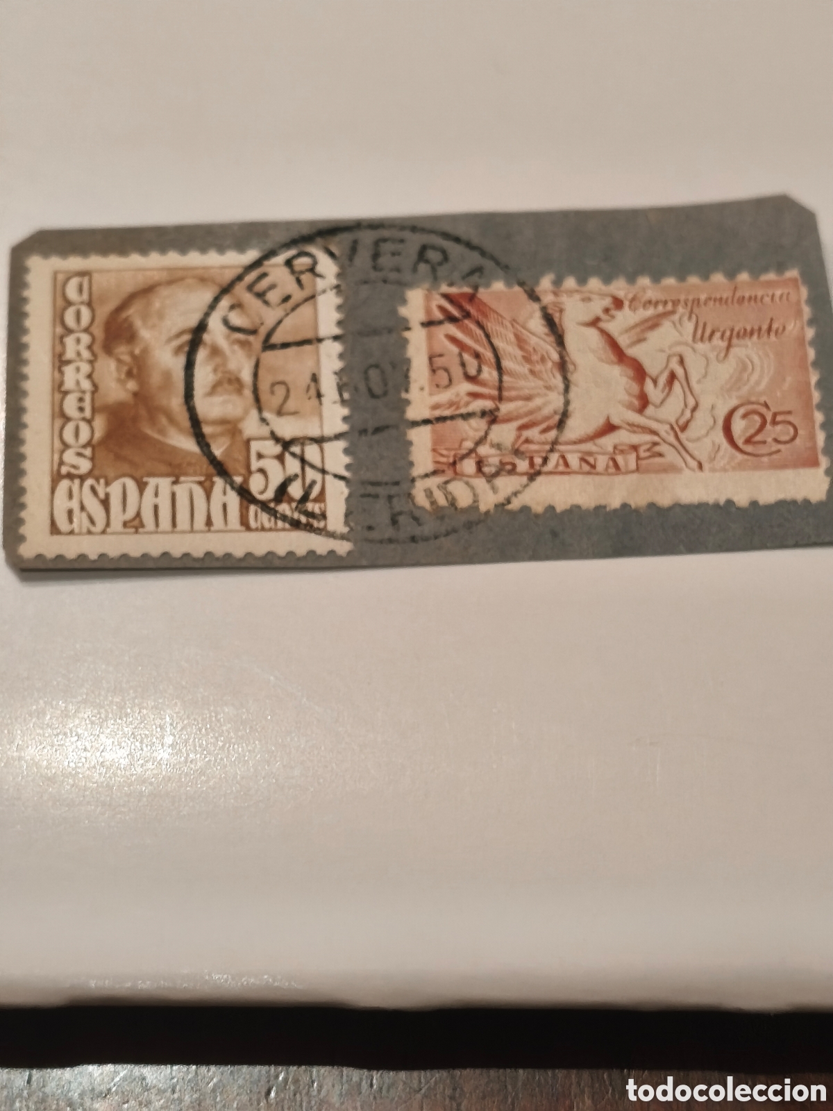 Sellos: 2 sellos usado sobre fragmento fechador Cervera ,ver imagenes