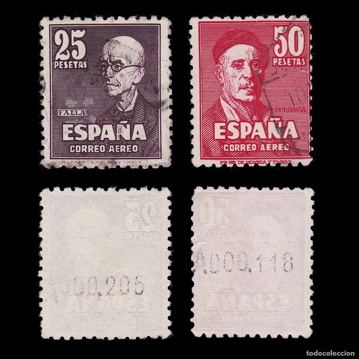 Sellos: Falla Zuloaga 1947. Matasello. Edifil 1015-1016 + OBSEQUIO.
