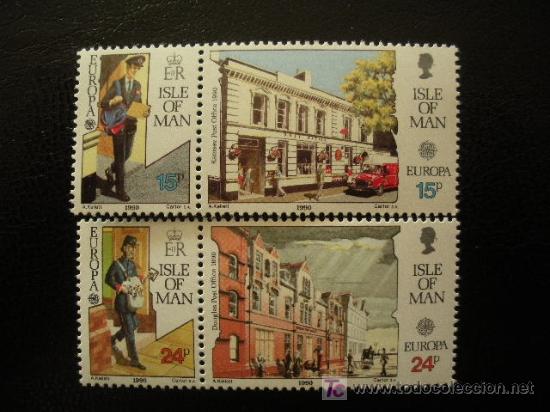 Sellos: Isla de Man 1990 Ivert 432/5 *** Europa - Edificios de Correos - Foto 1