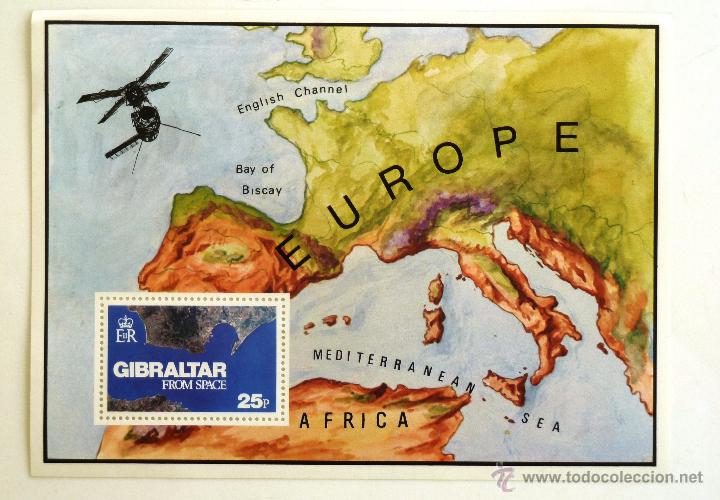 Sellos: HOJA BLOQUE GIBRALTAR. FROM SPACE. 1978. - Foto 1