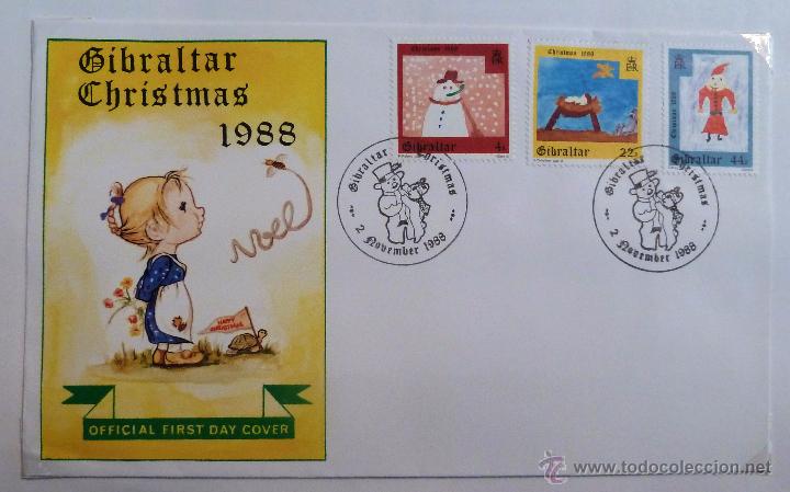 Sellos: GIBRALTAR 1988. SOBRE 1&ordm; DIA. NAVIDAD. - Foto 1