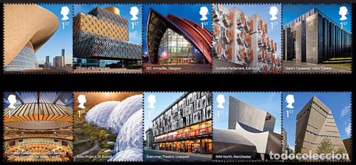Sellos: GRAN BRETA&Ntilde;A 2017 EDIFICIOS DE REFERENCIA SET DE 10V. SG 3951-60 - Foto 1