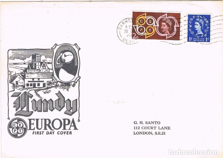 Briefmarken: 0431. Carta BARNSTAPLE (Devon)  1961. Correo privado LUNDY, hojita europa