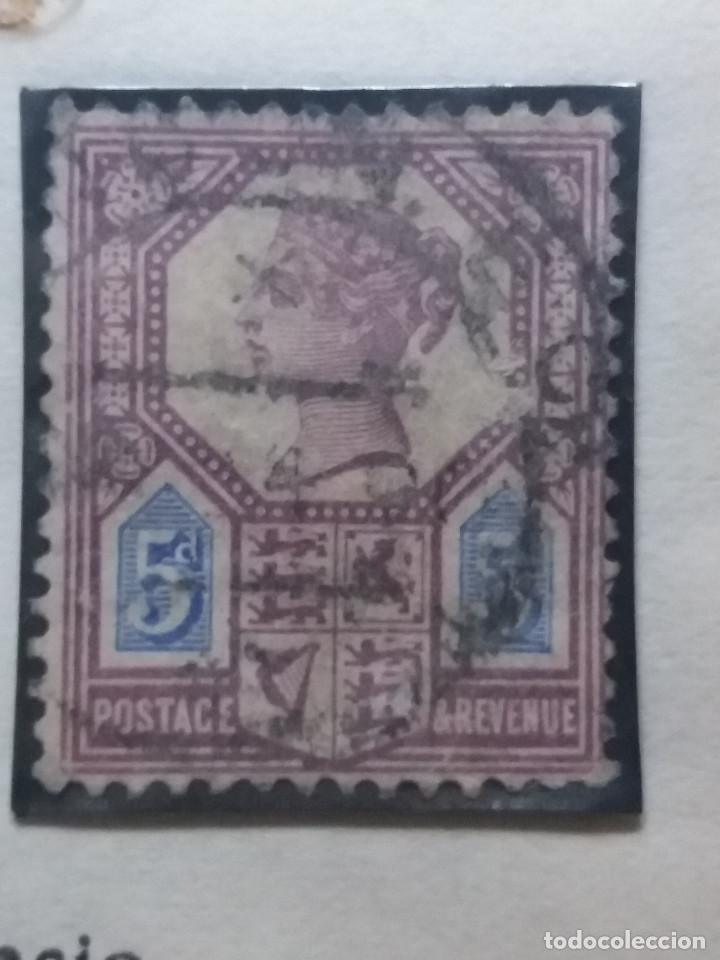 Briefmarken: SELLO INGLES, 5 d, POSTAGE, QUEEN VICTORIA. 1887