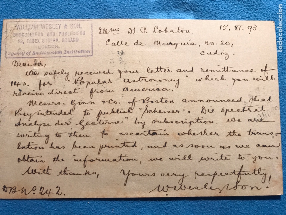 Sellos: Londres C&aacute;diz. 1893. - Foto 2