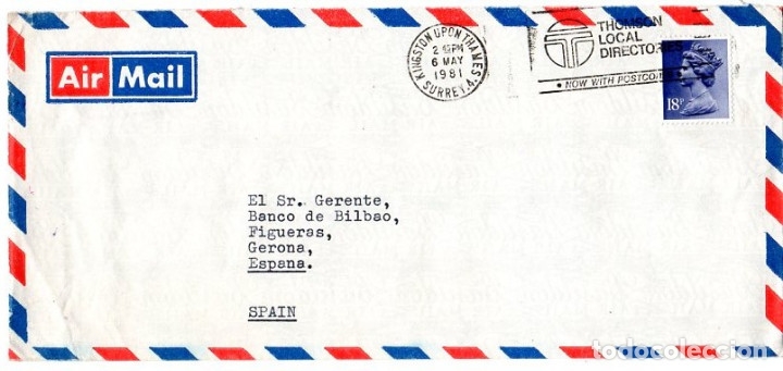 Sellos: SOBRE AEREO SELLADO A&Ntilde;O 1981 - Foto 1