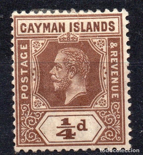 Sellos: ISLAS CAIMAN/1913/MH/SC#32/ REY JORGE V / KGV / REALEZA 1/4P MARRON